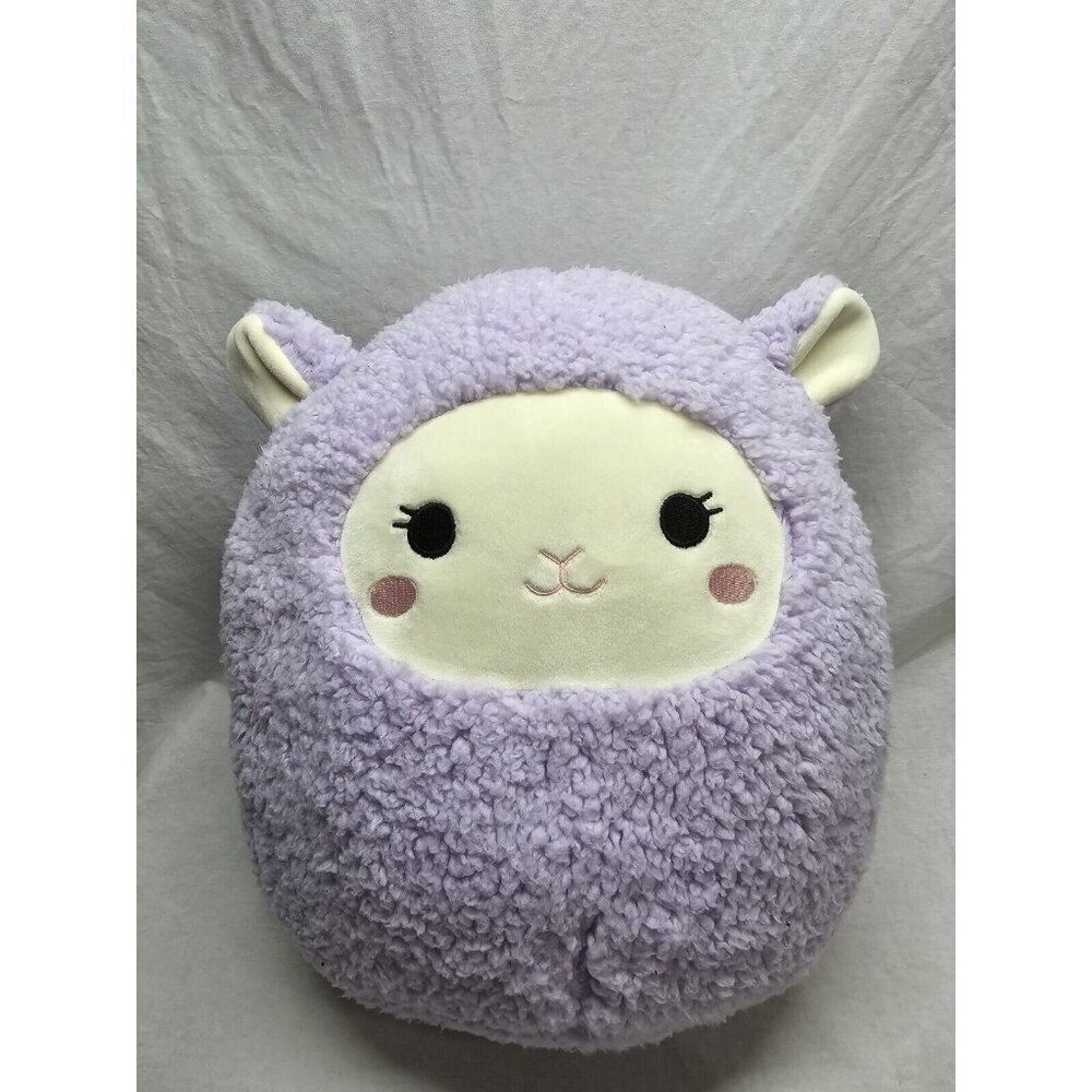 Squishmallow 12" Lydia Lamb Fuzzamallow Fuzzy Purple Sheep NWT Tag Wear And Tear